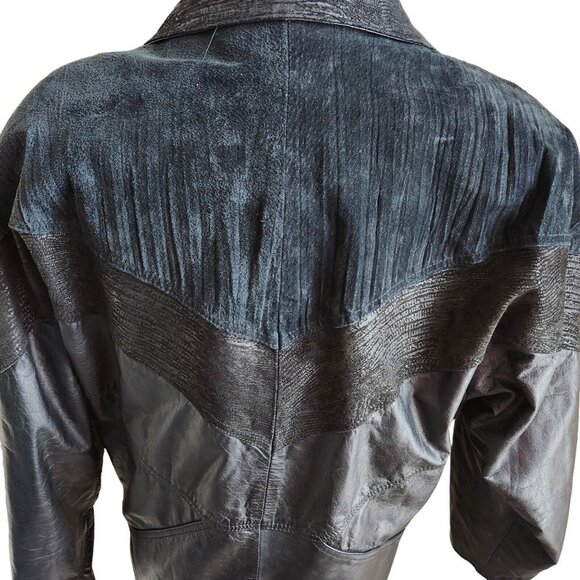 VTG 90s Global Identity G-III‎ Womens Genuine Leather Jacket M  Black Oversized - Picture 6 of 15
